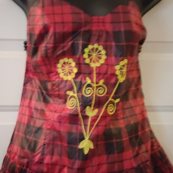 Nuvula Plaid Embroidered Drop Waist Dress - Picture 4 of 10